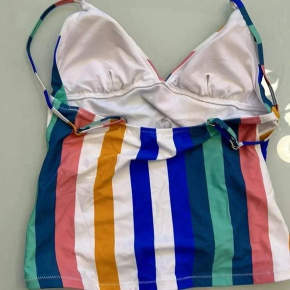 NEW Raisins Beach Please Anya Multi-color Stripe Bikini Top Tankini Swimsuit - L - Picture 3 of 6